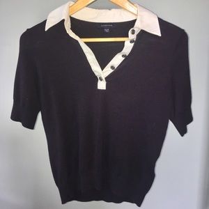 Lands End Elbow Sleeve Fitted Top